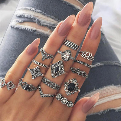 Vintage Bohemian Rings Set