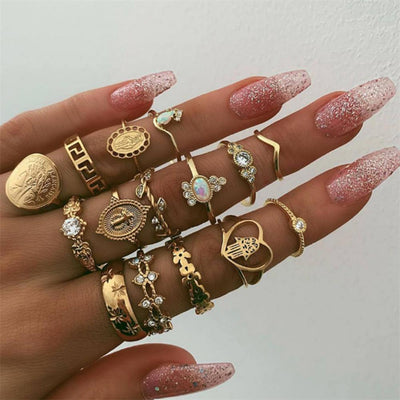 Vintage Bohemian Rings Set