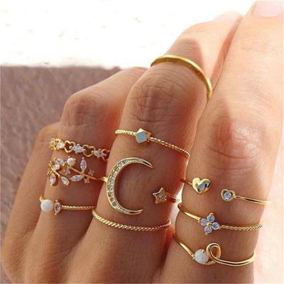 Vintage Bohemian Rings Set