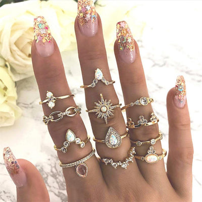 Vintage Bohemian Rings Set